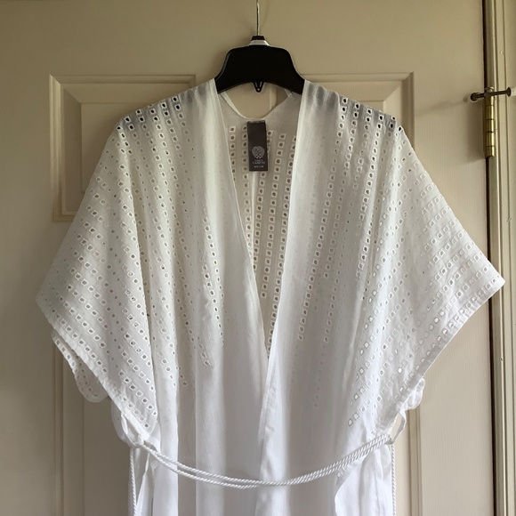 Vince Camuto Eyelet Embroidered Cover-Up Duster White OS - Picture 3 of 15